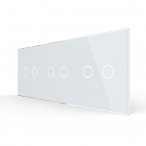 Стеклянная панель  для трех двухклавишных сенсорных выключателей белая