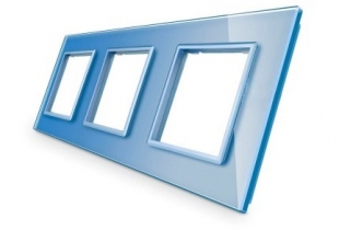 Стеклянная рамка трехпостовая голубая