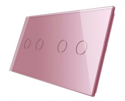 Стеклянная панель для двух двухклавишных сенсорных выключателей розовое стекло
