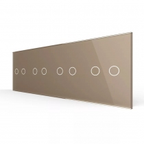 Стеклянная панель для  четырех двухклавишных сенсорных выключателей золото