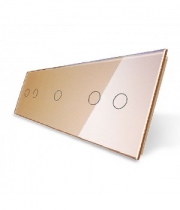 Стеклянная панель для трех сенсорных выключателей (2+1+2) золото