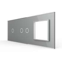 Стеклянная панель для одноклавишного и двухклавишного сенсорных выключателей  и одной розетки
