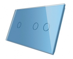 Стеклянная панель Classic серая для одноклавишного и двухклавишного сенсорных выключателей голубая